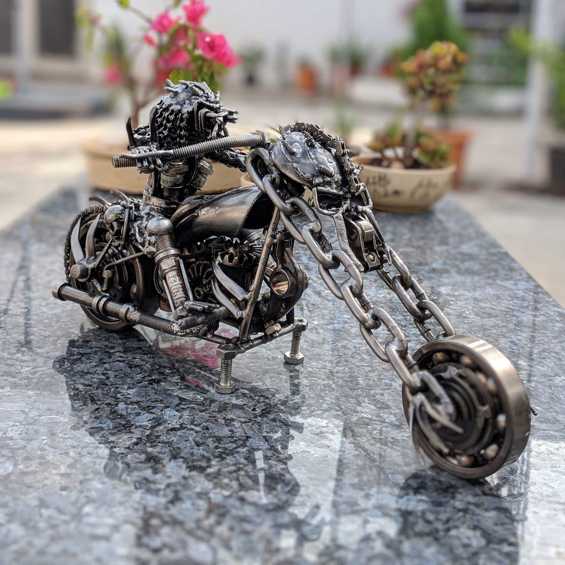 Predator on Bike Metal Art Figurine