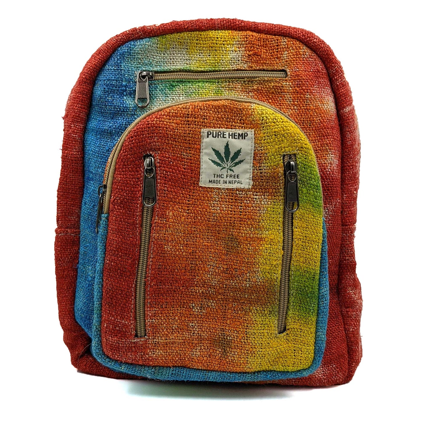Hemp Backpack Mini Multicolor Print Front View