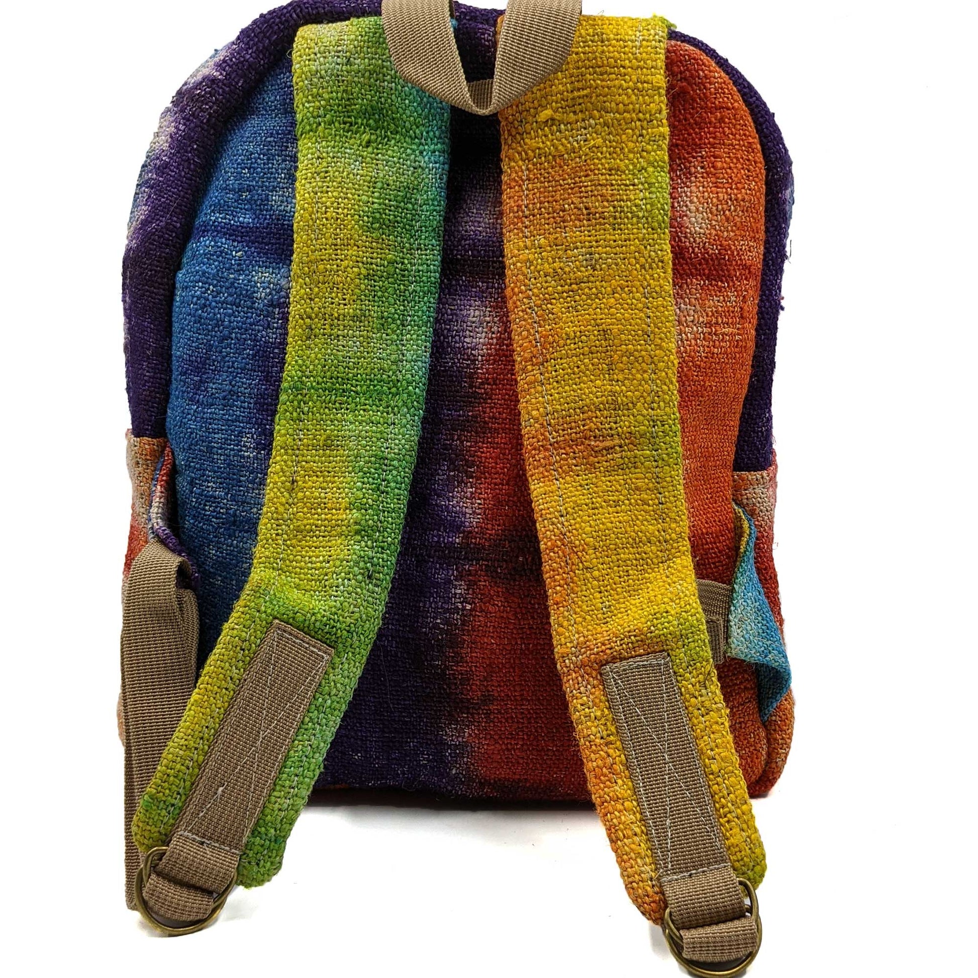 Hemp Backpack Mini Multicolor Print Rear View